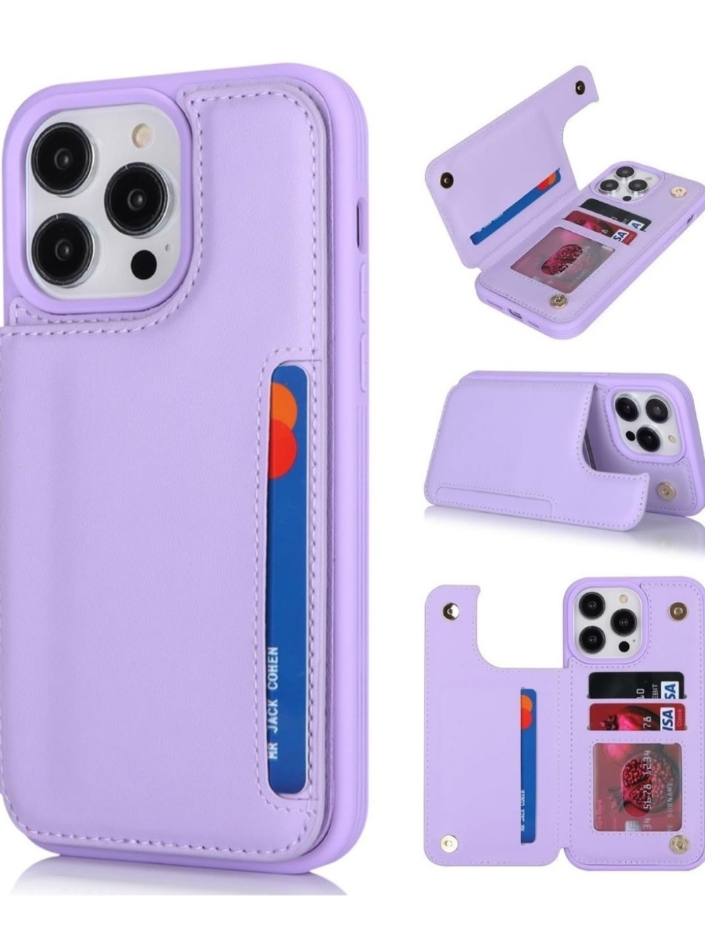 iPhone 14 Pro Max Wallet Case Light Purple RFID Card Holder 6.7" New